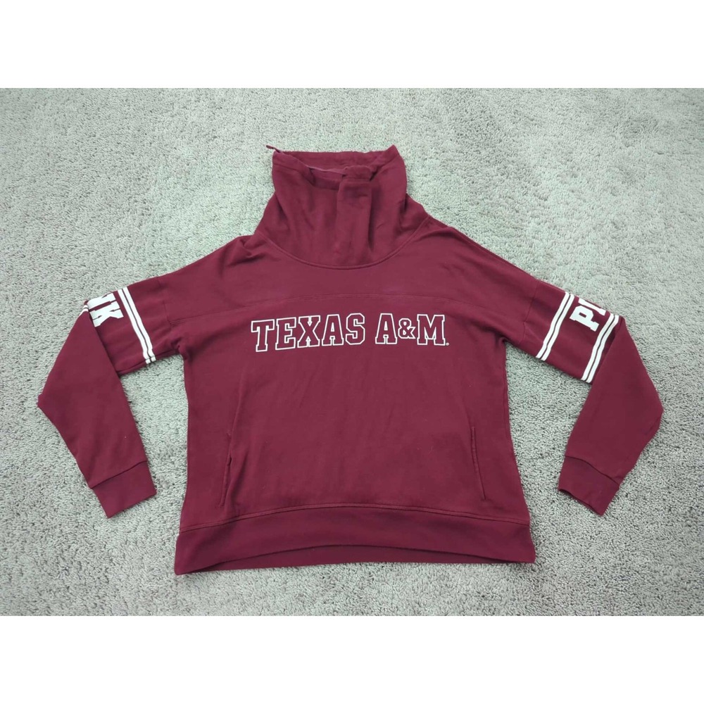 Texas A&M Aggies Pullover Sweatshirt Womens M NCAA Pink Victoria's‎ Secret Red